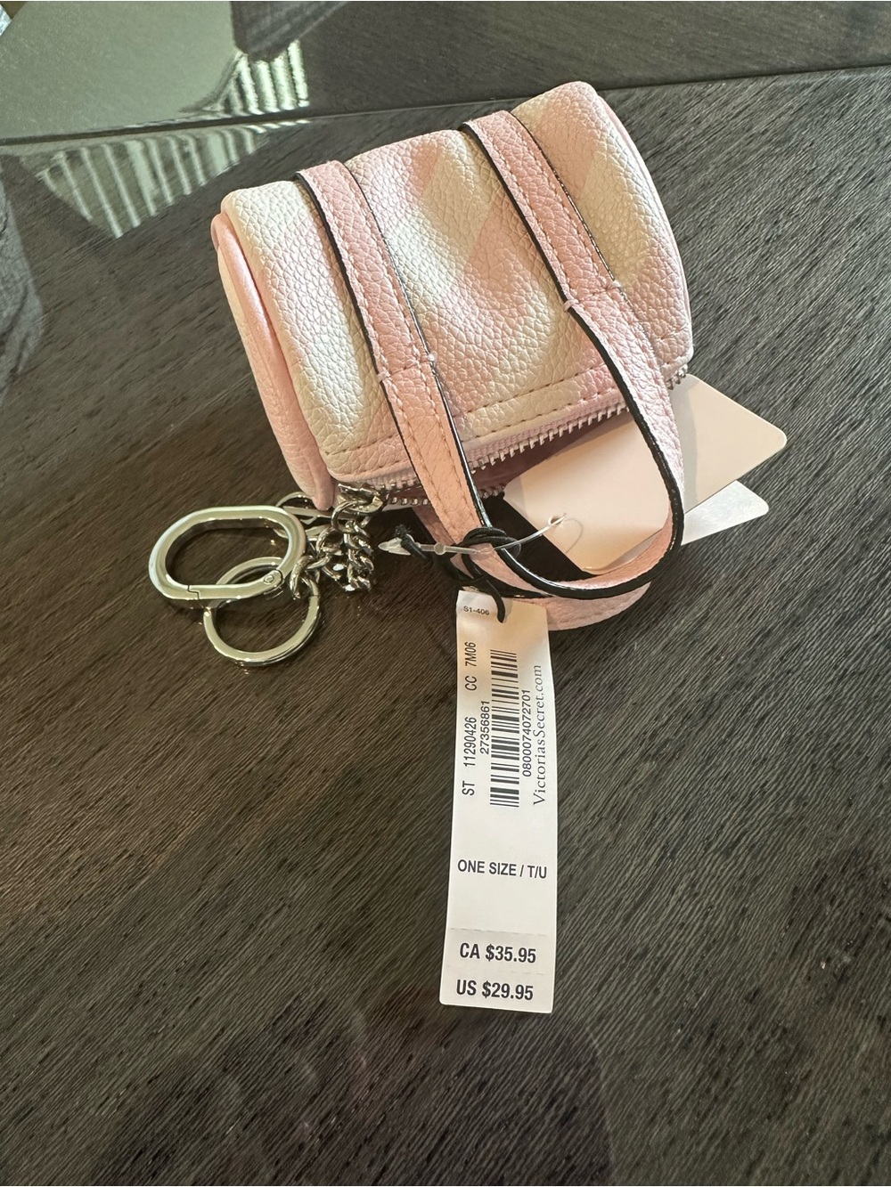 Victoria's Secret Light Pink Mini Leather Keychain Pouch